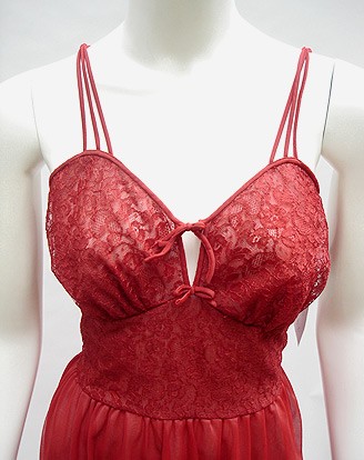 50S BEAU MONDE  RED LACE & CHIFFON SLIP 6